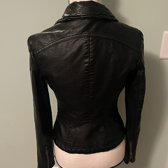 Free People Black Faux Leather Moto Jacket sz 0 - Picture 4 of 8